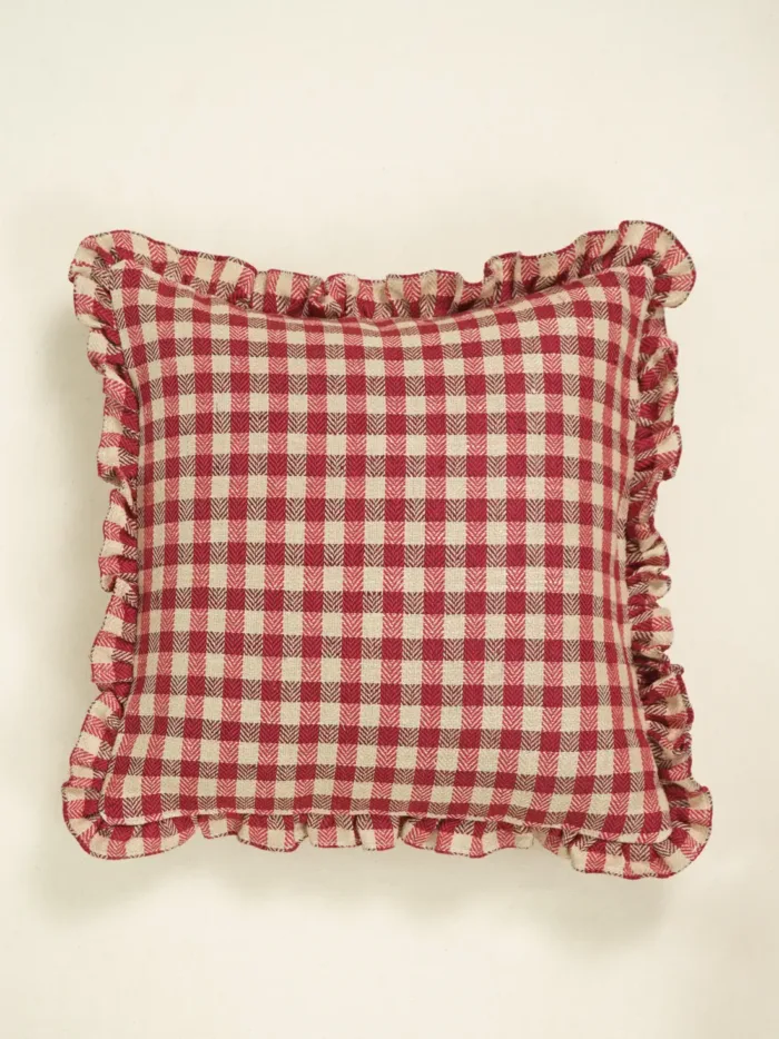 Somerset Scarlet Gingham Linen Cushion Cover