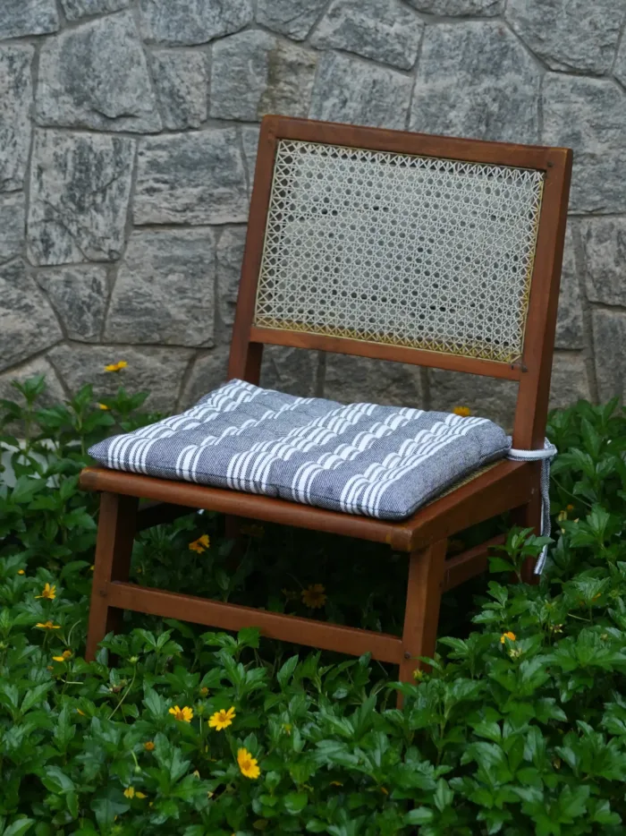 Carbon Stripe Grey Cotton Seat Pad