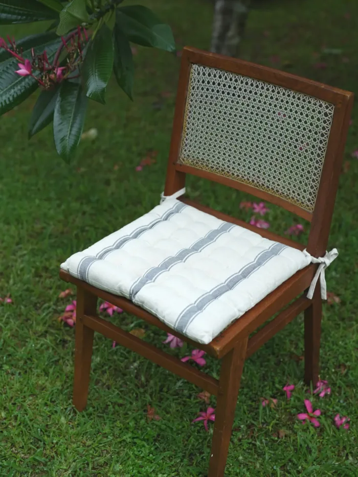 Charcoal Stripe Grey Cotton Seat Pad