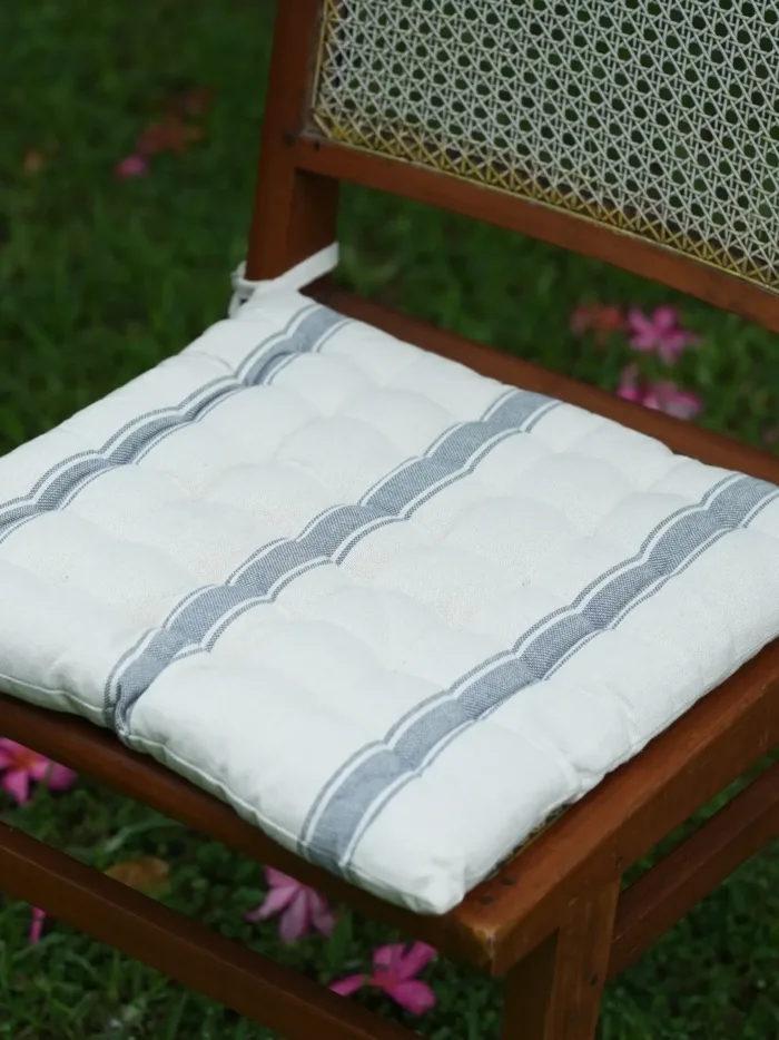 Charcoal Stripe Grey Cotton Seat Pad - Image 2
