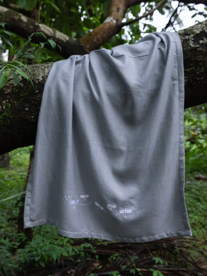 Dragonfly Silver Gray Bamboo Towels - Set of 3 - Bath, Hand and Face