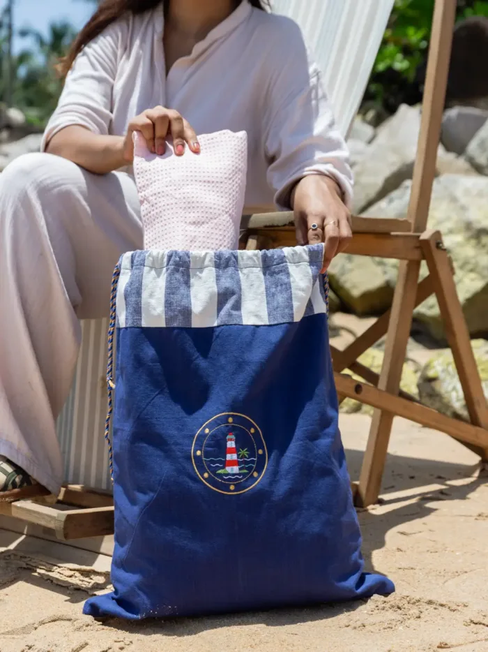 Harbor Tide Navy Blue Laundry & Beach Bag - Image 2