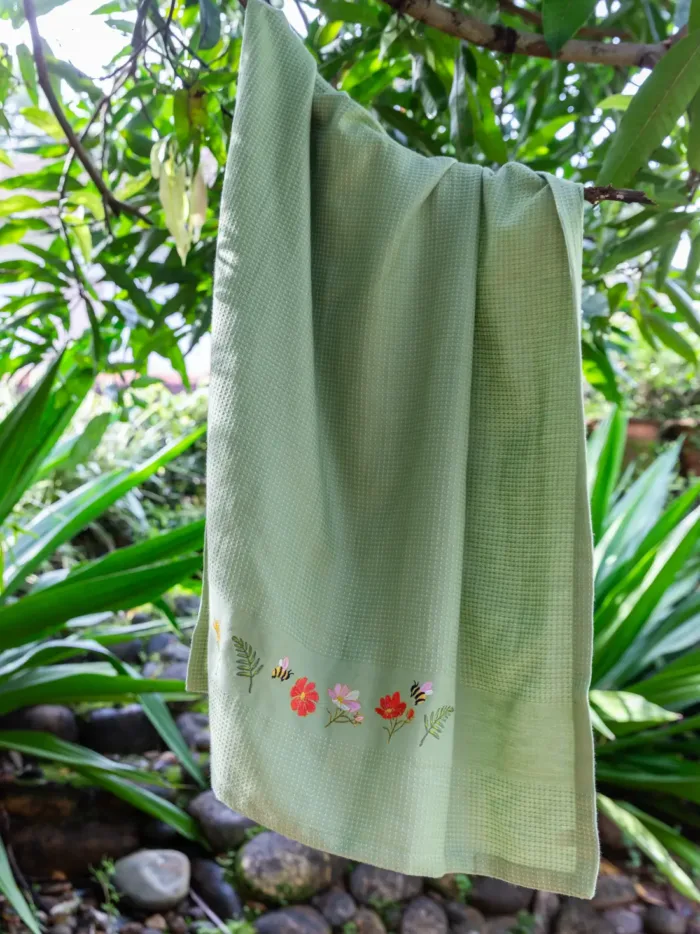 The Garden Song Olive Green Cotton Bamboo Towel Set of 3 - Bath, Hand and Face