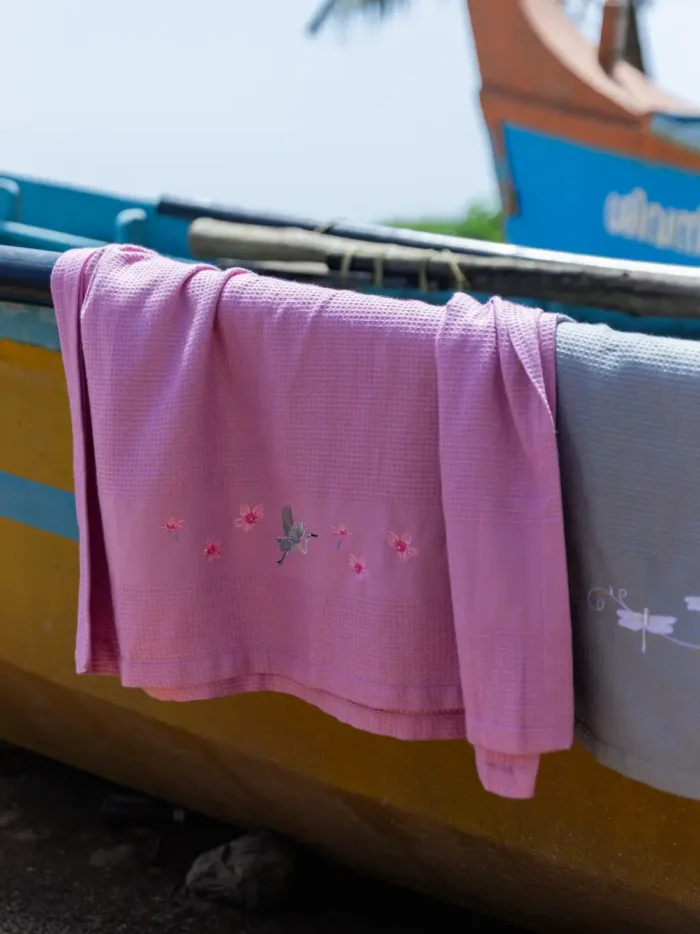 Twilight Crane Mauve Bamboo Towel Set of 3 - Bath, Hand and Face - Image 3