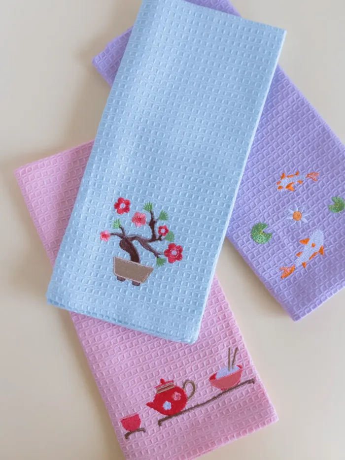 Zen Garden Hand Towels Set of 3 – Blush, Lavender, Blue