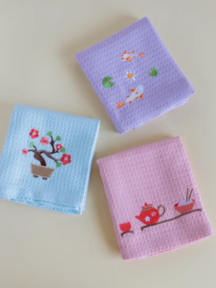 Zen Garden Hand Towels Set of 3 – Blush, Lavender, Blue - Image 2