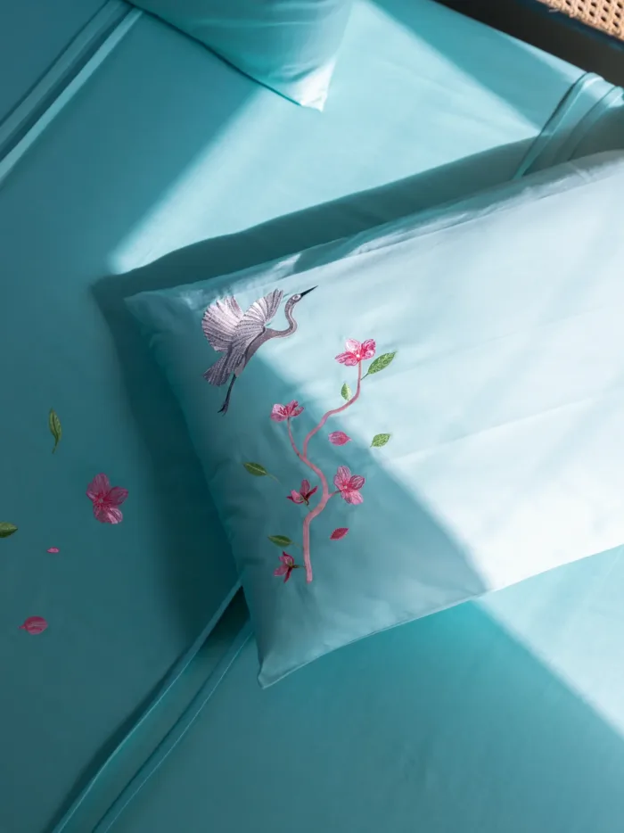 Sakura Topaz Blue Bedlinen Set in 500TC - Image 2