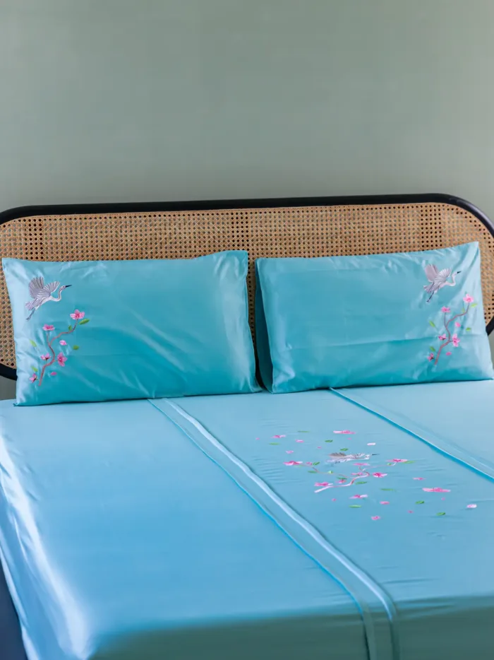 Sakura Topaz Blue Bedlinen Set in 500TC - Image 3