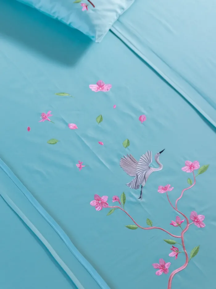 Sakura Topaz Blue Bedlinen Set in 500TC - Image 4