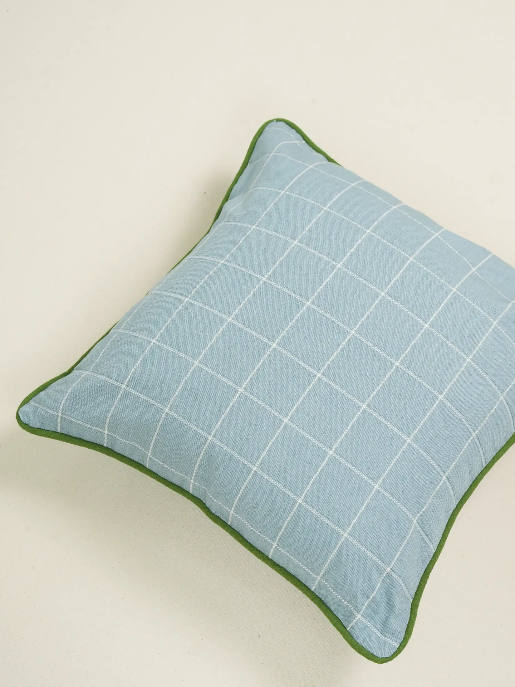 Cloud Blue Checkered Cushion Cover - Image 3