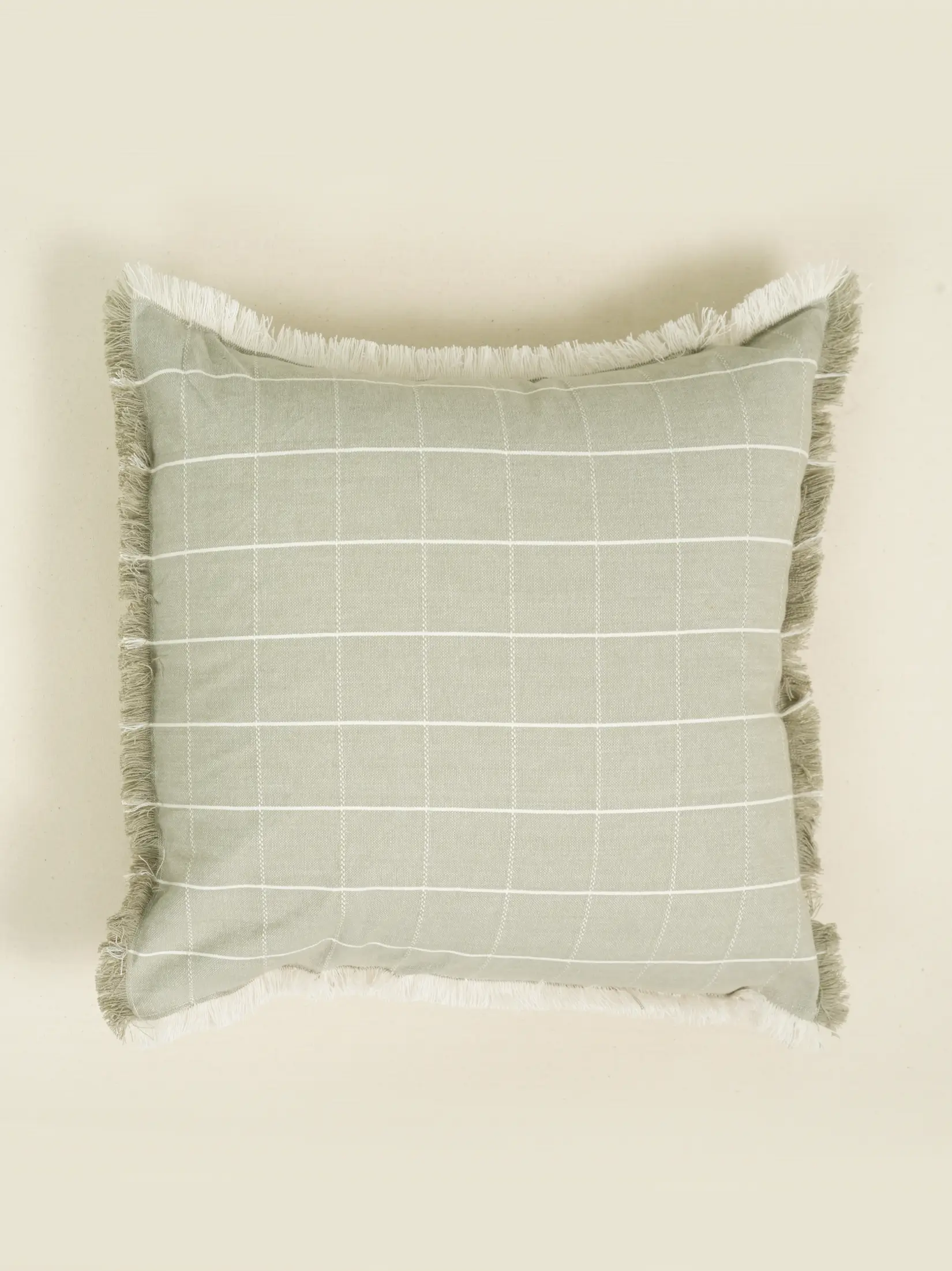 Creamy Oat Checkered Cushion Cover