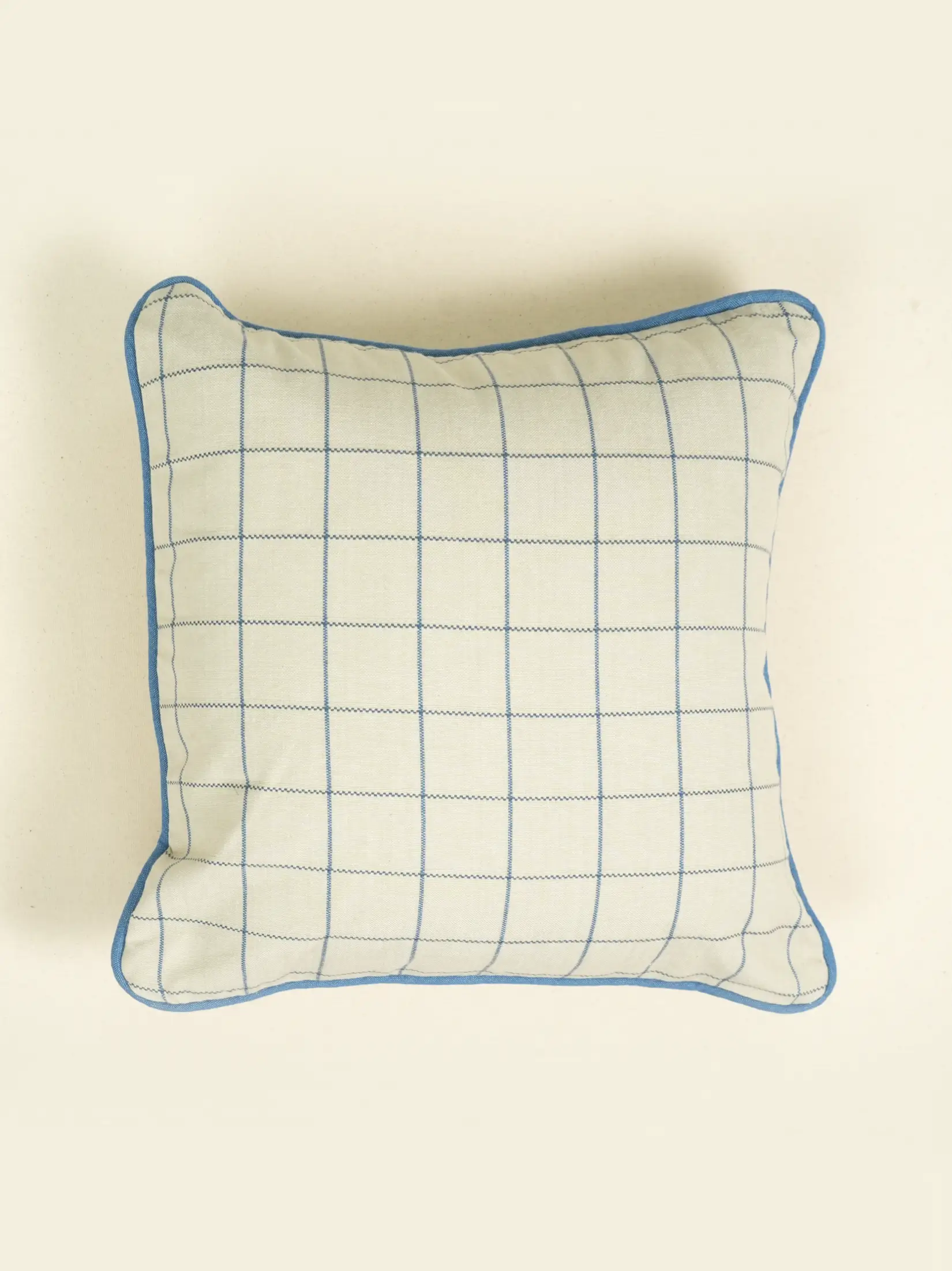 Denim Blue Checkered Cushion Cover