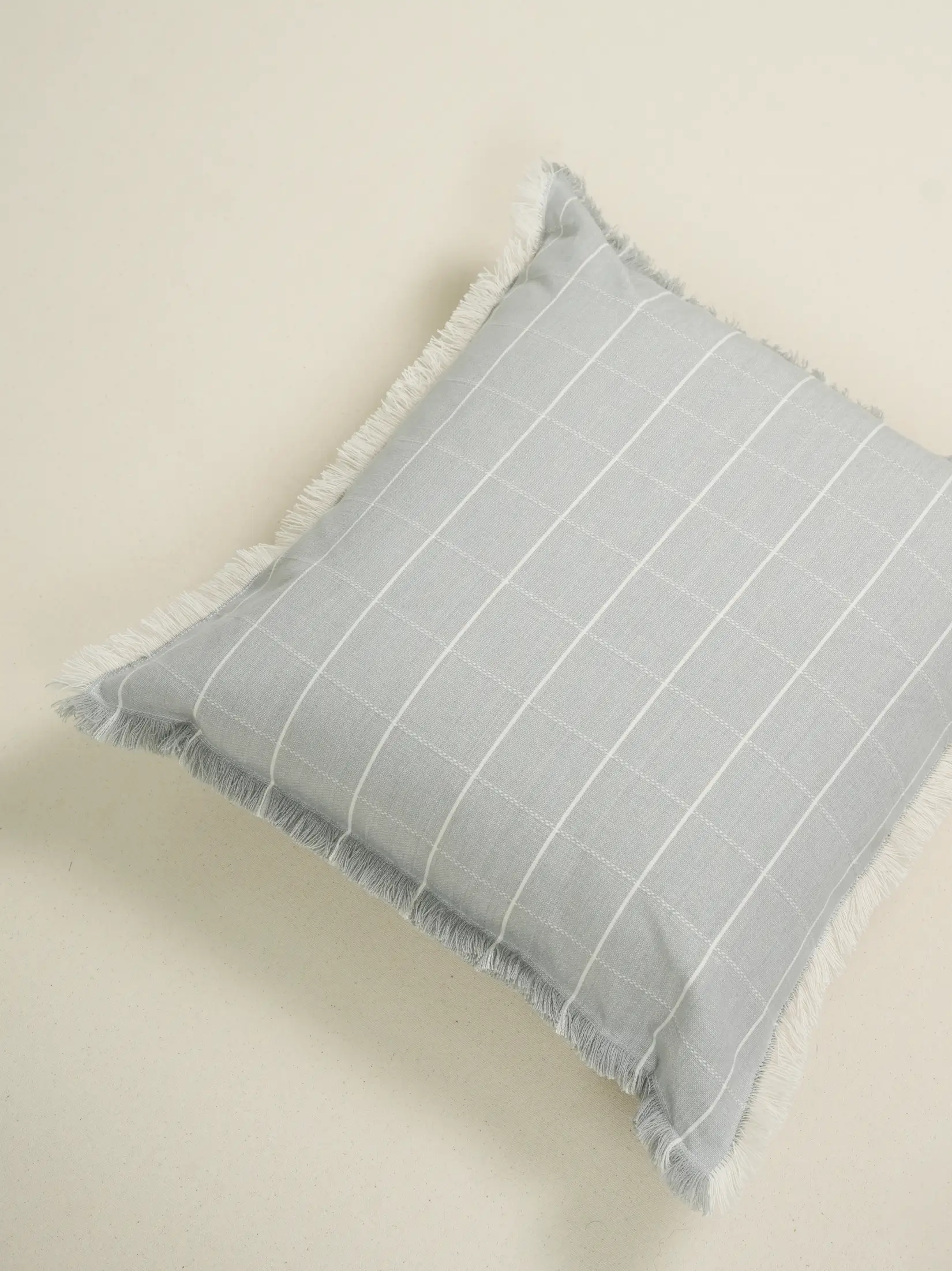 Pale Gray Checkered Cushion Cover - Image 2